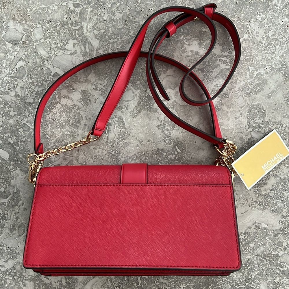 Michael Kors Studded Leather Convertible Shoulder Bag, Red NWT - Picture 5 of 9